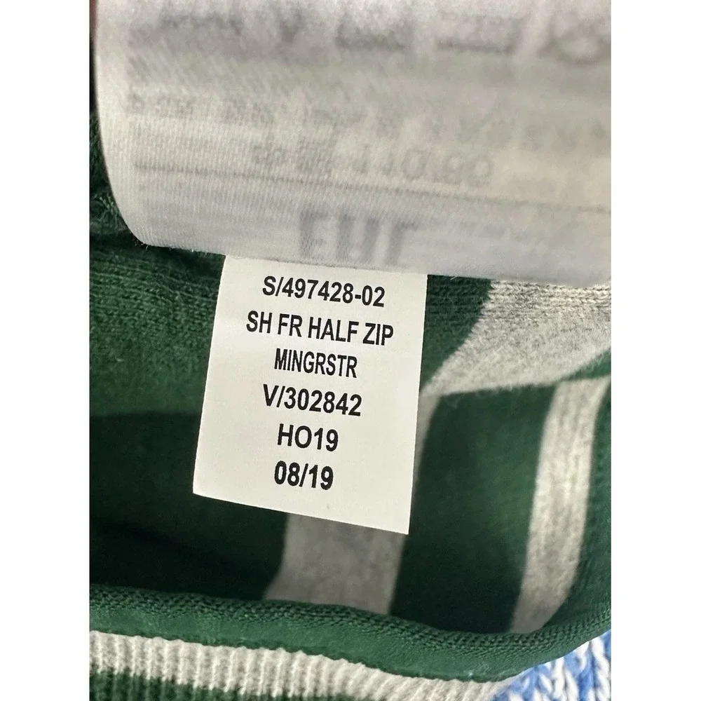 NWT GAP‎ Boys Half Zip Green White Stripe Sweater / Kids XS